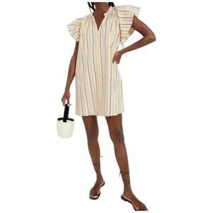Pomander Place Multi Color Striped Flutter Sleeve Mini Dress XXL‎ B1486 Rainbow